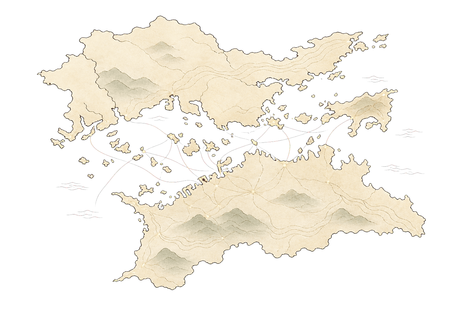 香川と岡山を中心にした瀬戸内の抽象地図